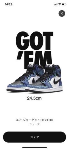 NIKE AIR JORDAN1 HIGH OG Tie-Dye 24.5