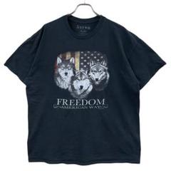 5スター Tシャツ XL アメリカンウルフ 星条旗 フリーダム 黒【4181】