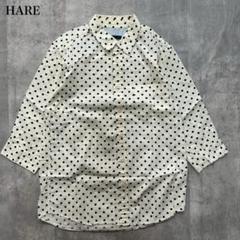 ハレ【S】シャツ 七分袖 ストレート 水玉ドット 総柄 レギュラーフィット