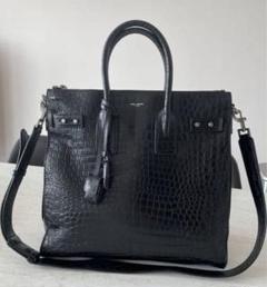 最終値下げ！SAINTLAURENT サックドジュール ラージ クロコ ブラック シン ラージ サック・ド・ジュール・スープル（グレインレザー