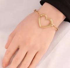 おすすめ ブレスレット ゴールドシルバー 大きいハート♡ サージカルステンレス