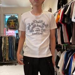 InTheAttic L 平成ギャル男 y2k 英字 テキスト プリントTシャツのサムネイル