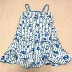 花柄ストライプ水着 水色 フリル付き 女の子用 140サイズ 新品 未使用