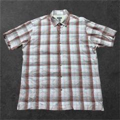 【00s】VAN HEUSEN オンブレチェック風シャツ 半袖 レーヨン素材 L