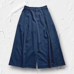 Y4330【オンワード樫山】ロングワイドパンツ ネイビー ゆったり きれいめ