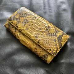 蛇革 黄色 長財布PYTHON SKIN GENUINE 金運⭐︎ パイソン
