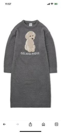 ジェラートピケトイプードルジャガードワンピース ドレス DOG