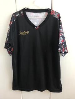 Rawlings VネックTシャツ 半袖 黒/赤/白　Oサイズ
