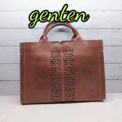 genten　フラワーカットワーク　ハンドバッグ　トートバッグ　レザー