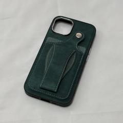 ⭐️ iPhone 13/14 ケース カード収納 縦横スタンド 緑