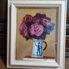 藤江幾太郎☆薔薇　バラ　油絵 注目ショップ・ブランドのギフト 藤江幾太郎☆薔薇 バラ 油絵