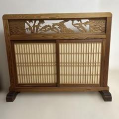希少♪ 高級　彫刻　4枚絵柄　骨董　衝立　パーテーション　仕切り 和製アンティーク 希少品!漆絵と螺鈿細工が施された、趣ある