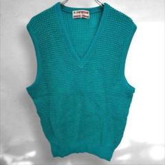 D4》McGREGOR マックレガー　ターコイズ Vネックニットベスト　M ①