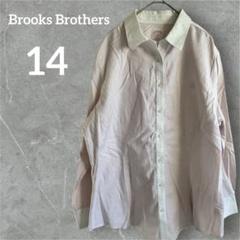 Brooks Brothers 14 ピンク ストライプ シャツ 襟付き 長袖