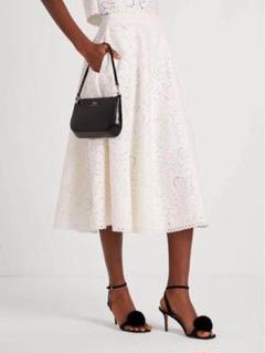 kate spade ケイトスペード　刺繍入りホワイトフレアスカート　ホワイト