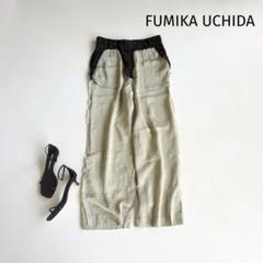 【フミカウチダ】異素材 ワイドパンツ カットオフ 切替デザイン 38 春秋