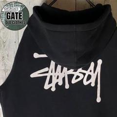 【※人気】stussy ステューシー★ビッグロゴ スウェットパーカー L 黒
