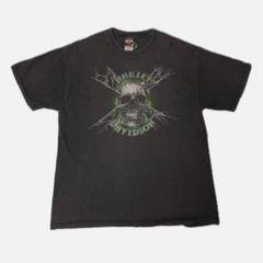Harley Davidson スカル Tシャツ ブラックフェード　緑　usa製