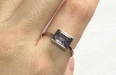 指輪 天然石＊アメジスト(オクタゴン8×6㎜)ファセットカットリング