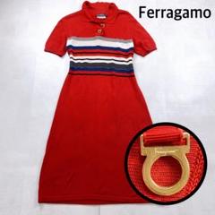 Ferragamo ダブル ガンチーニ ニットワンピース ポロ L相当