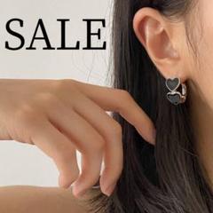 ✨現品限り✨セール✨新品✨ピアス ハート 2連 ブラック C型ピアス かわいい