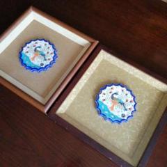 美品　幸兵衛窯　美濃焼　色絵陶額 美品 幸兵衛窯 美濃焼 色絵陶額「招き猫」化粧箱入 KOBEIGAMA