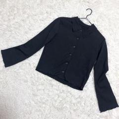 GU✨美品　コンパクトポロカーディガン　凹凸　襟付き　きれいめ　ブラック　（M）