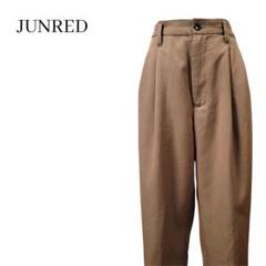 ジュンレッド 日本製 タックワイドパンツ 美シルエットウエストゴム ブラウン M