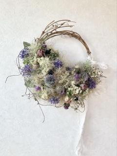 ナチュラルドライフラワー　スモークツリーと花花のハーフリース