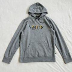 HUF プーデッドパーカー　ファイヤー 刺繍　グレー M