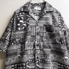 古着 シャツ 柄シャツ 総柄 開襟 オープンカラー アロハ 半袖