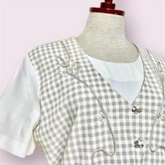 vintageヴィンテージワンピースチェックレイヤード風レトロUSA