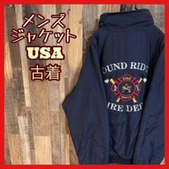 ブルゾン メンズ ネイビー L ナイロン USA古着 90s 長袖 ジャケット