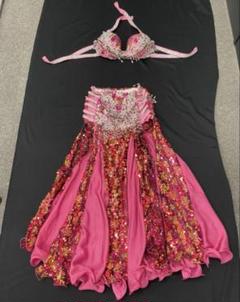 ベリーダンスオリエンタル衣装　ピンク　エジプト製