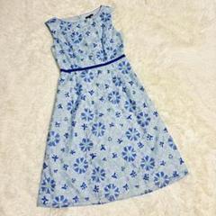 美品♪Tocca トッカ ワンピース 花柄 総柄刺繍 水色スカイブルー