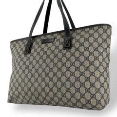 【美品〜良品】GUCCI グッチ トートバッグ 肩かけ GGスプリーム×レザー 良品 グッチ トートバッグ GGスプリーム A4収納可 肩掛け可 PVC