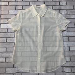 SCAPA【スキャパ】白ブラウス半袖 襟&袖はレース 38サイズ 綿＆絹