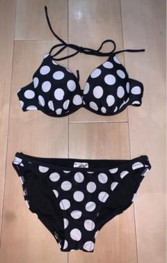 水着 ビキニ レディース みず玉 ドット 黒 白 ホワイト ブラック