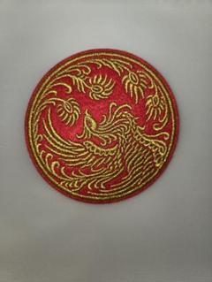 ドラゴン刺繍ワッペン 赤と金