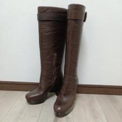 BURBERRY 24cm ソックスブーツ 茶 レザー 4.5 y2k