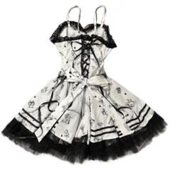 ♪00s LIZLISA系 アリス白黒レースキャミワンピ デカリボン 編み上げ m62858931064_1.jpg?1745415052