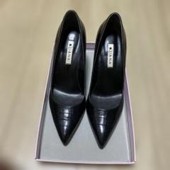 ✨極美品✨ダイアナ　パンプス　ハイヒール　24cm 本革　クロコ型押し ブラック 極美品⭐️ダイアナ DIANA クロコ型押し ポインテッドトゥ