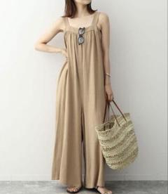 SLOBE IENA 美品 リネン混ギャザーサロペット
