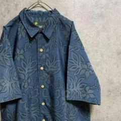 00s 半袖　柄シャツ　アロハ　ポリ　メンズXL 古着　個性派　奇抜