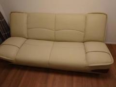 クリーム色 3人掛けソファベッド　送料込【交渉可】
