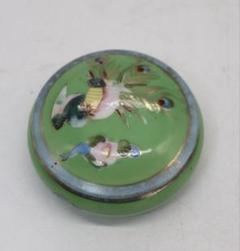 中国清時代古玩粉彩シャム銀蓋物 サイズ最大縦幅約8.6cm