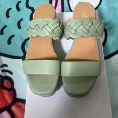 【再入荷】 あしながおじさん厚底三つ編みミュールサンダル（ミントグリーン 靴