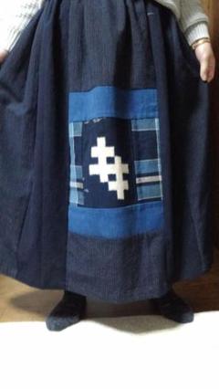 ハンドメイド 藍染パッチワークスカート