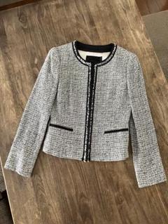 【極美品】 UNTITLED ツイード ノーカラー ジャケット ウール コットン UNTITLED｜【入卒/セレモニー/通勤】ラメツイード ノーカラー