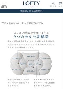 LOFTY 9セルピロー分割構造枕　ロフテー高級枕　ダウン&フェザー